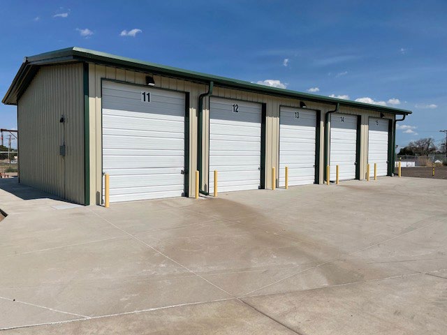 Closed doors of indoor units 11 through 15 at Pueblo Storage